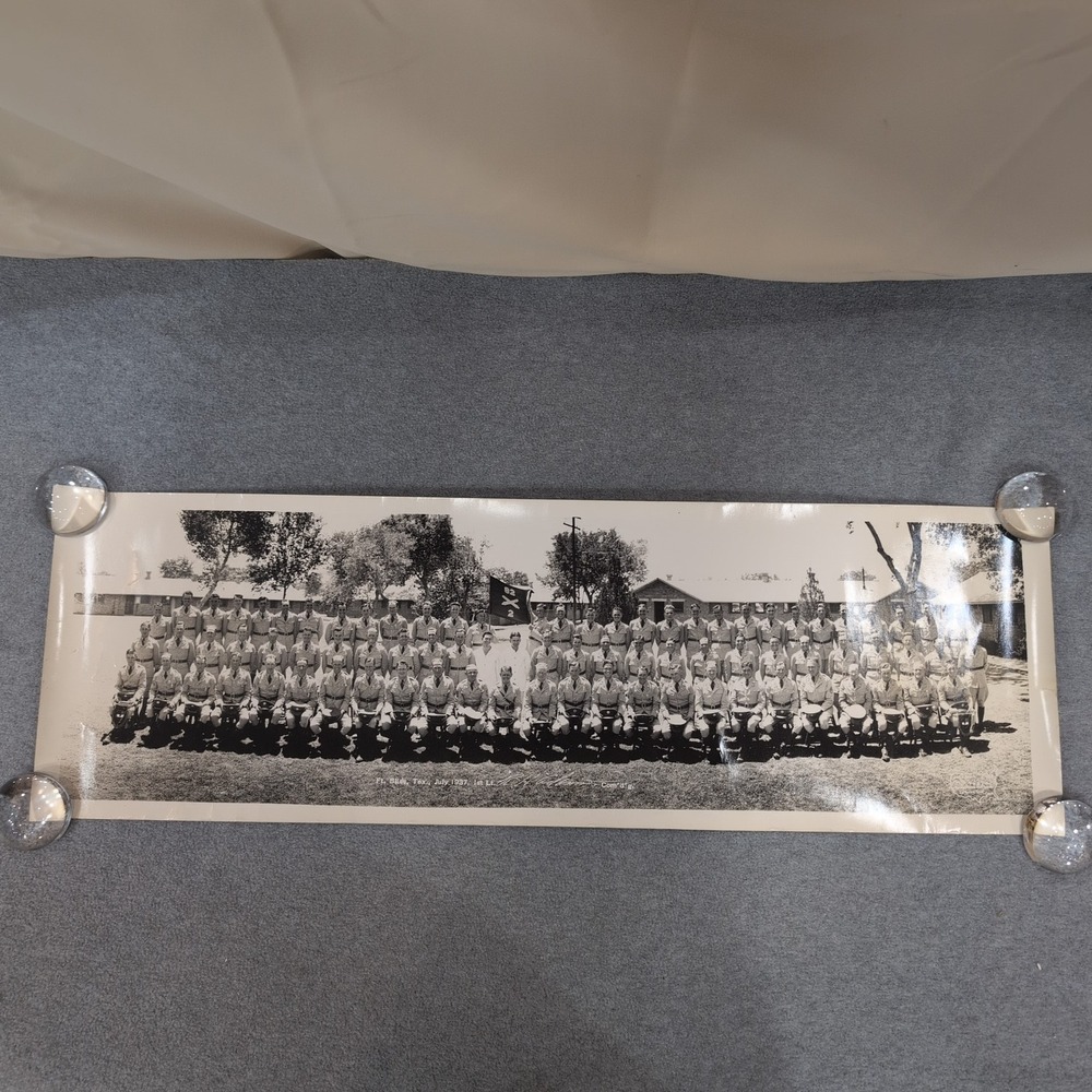 1937 Vtg Fort Bliss Texas US Army Company B Panoramic Photo 82nd Reg 2nd Btn - Picture 1 of 15